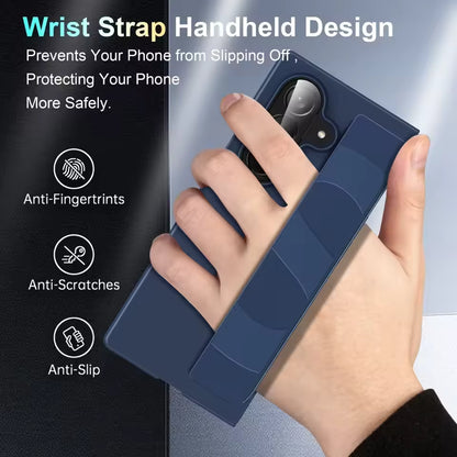 Samsung Fold8 Ultra Hard PC Skin Feel Cover Ultra-thin Matte Silicone Wrist Strap - Black
