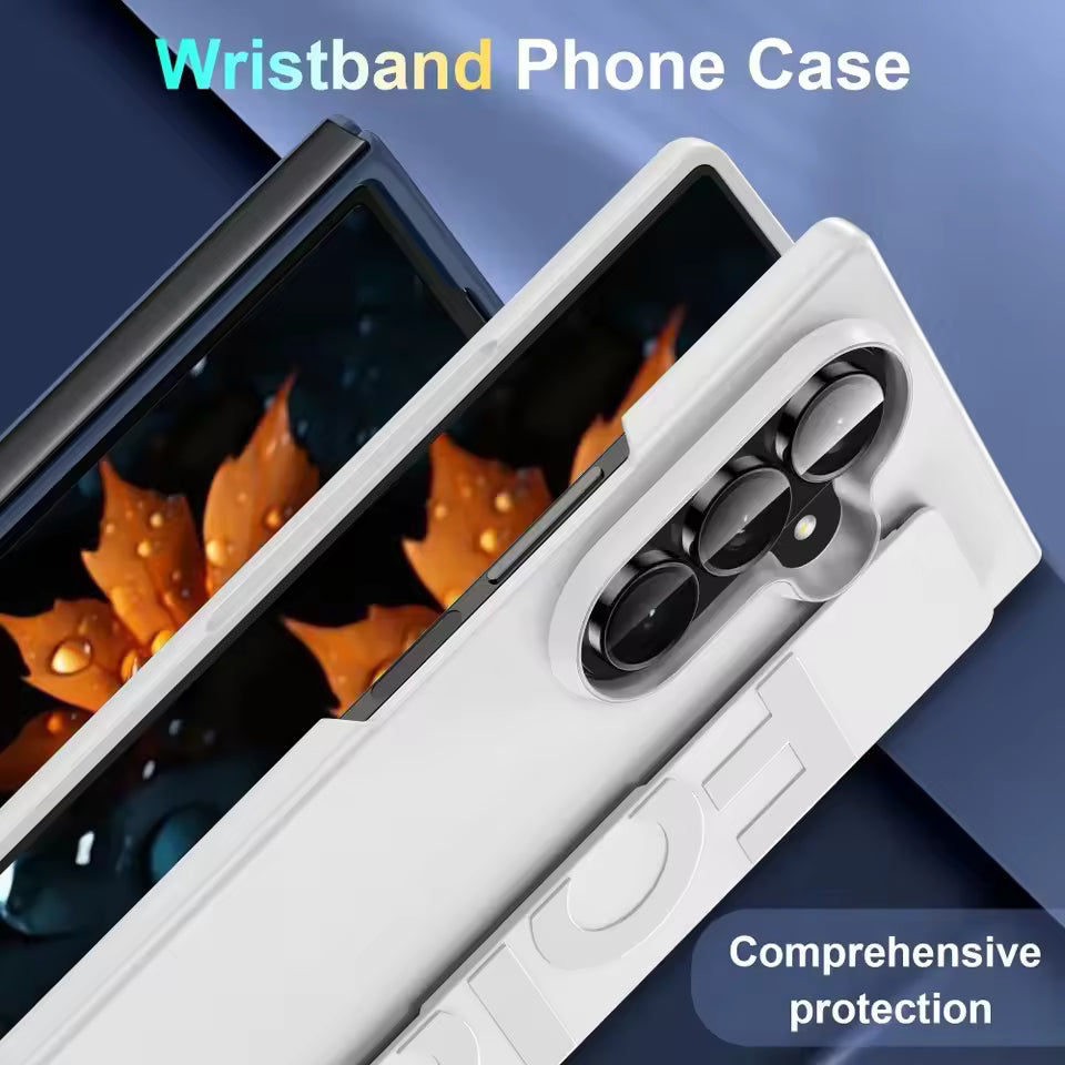 Samsung Fold8 Ultra Hard PC Skin Feel Cover Ultra-thin Matte Silicone Wrist Strap - Black