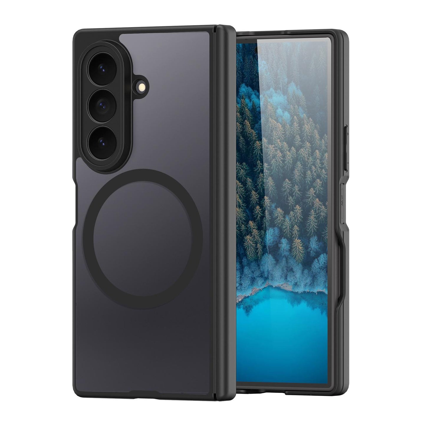 Samsung Z Fold8 Ultra Skin Feel Smoke, Dual Central Axis Magsafe Case with Hinge Protection - Black