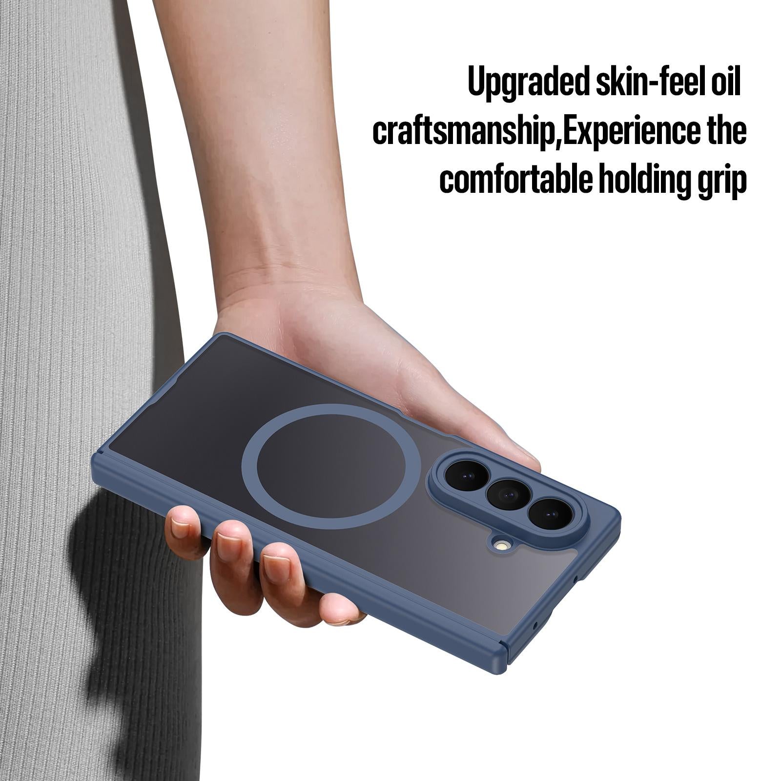 Samsung Z Fold8 Ultra Skin Feel Smoke, Dual Central Axis Magsafe Case with Hinge Protection - Blue