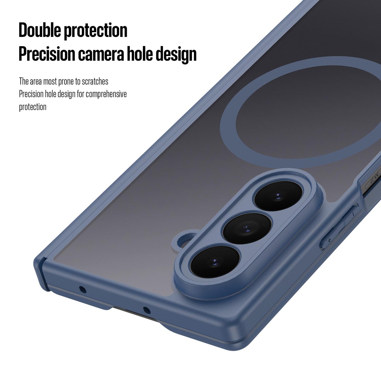 Samsung Z Fold8 Ultra Skin Feel Smoke, Dual Central Axis Magsafe Case with Hinge Protection - Blue