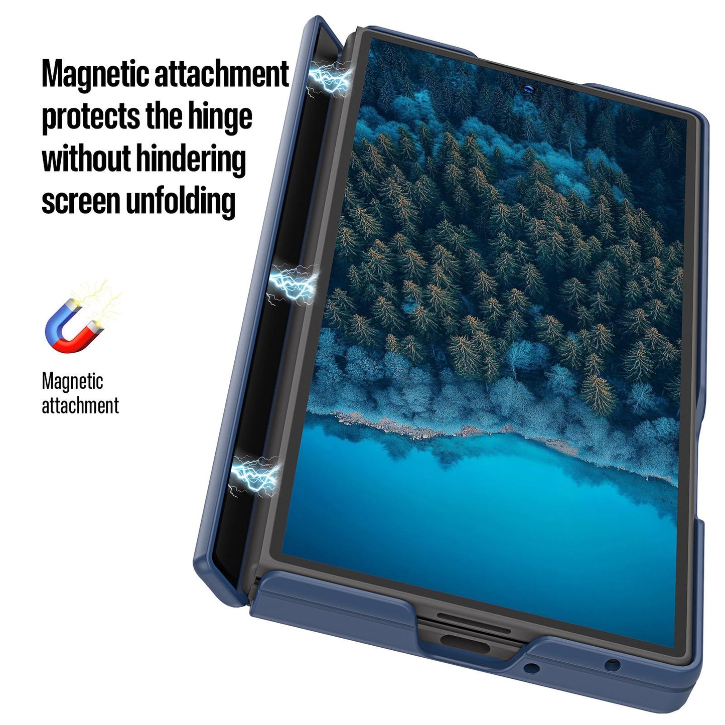 Samsung Z Fold8 Ultra Skin Feel Smoke, Dual Central Axis Magsafe Case with Hinge Protection - Blue