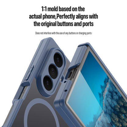 Samsung Z Fold8 Ultra Skin Feel Smoke, Dual Central Axis Magsafe Case with Hinge Protection - Blue