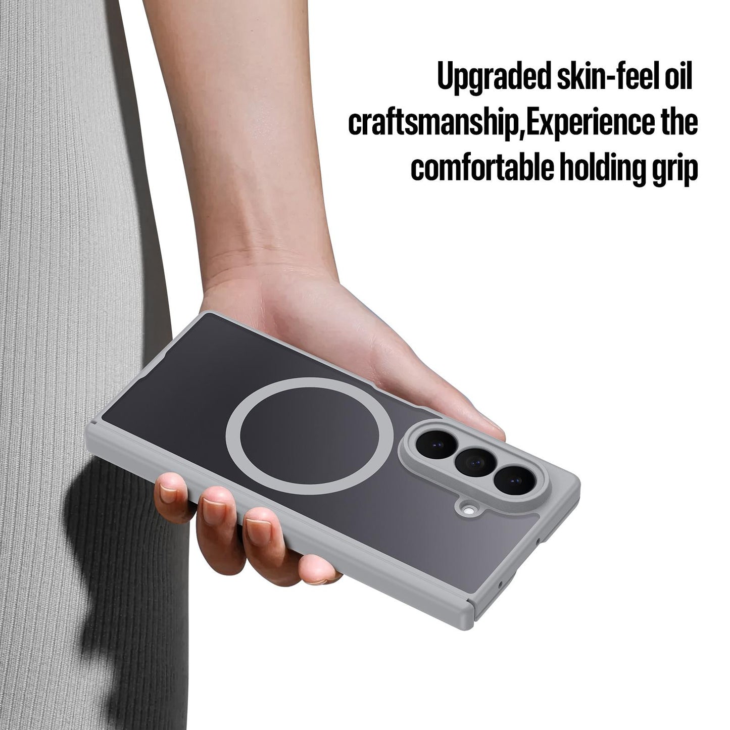 Samsung Z Fold8 Ultra Skin Feel Smoke, Dual Central Axis Magsafe Case with Hinge Protection - Grey