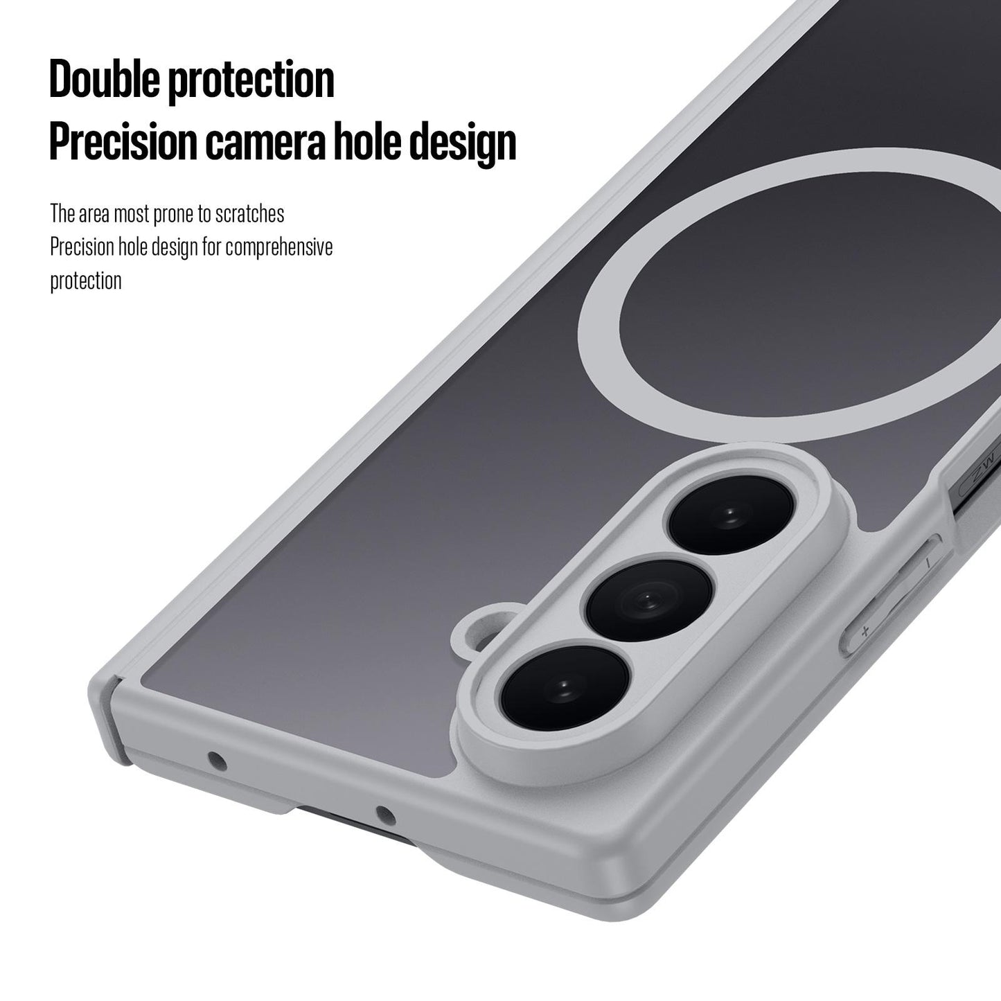 Samsung Z Fold8 Ultra Skin Feel Smoke, Dual Central Axis Magsafe Case with Hinge Protection - Grey