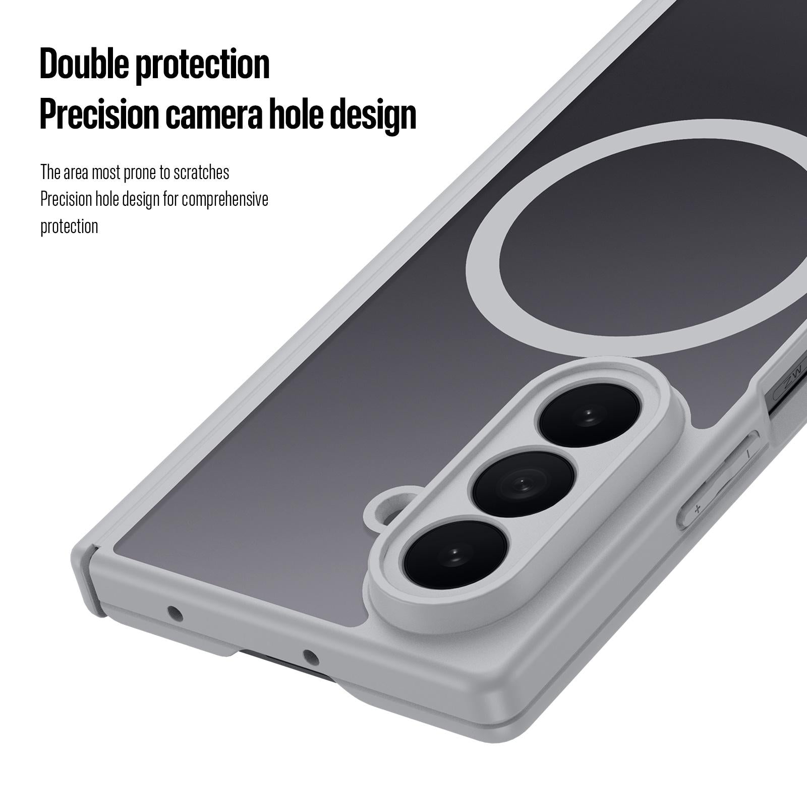 Samsung Z Fold8 Ultra Skin Feel Smoke, Dual Central Axis Magsafe Case with Hinge Protection - Grey