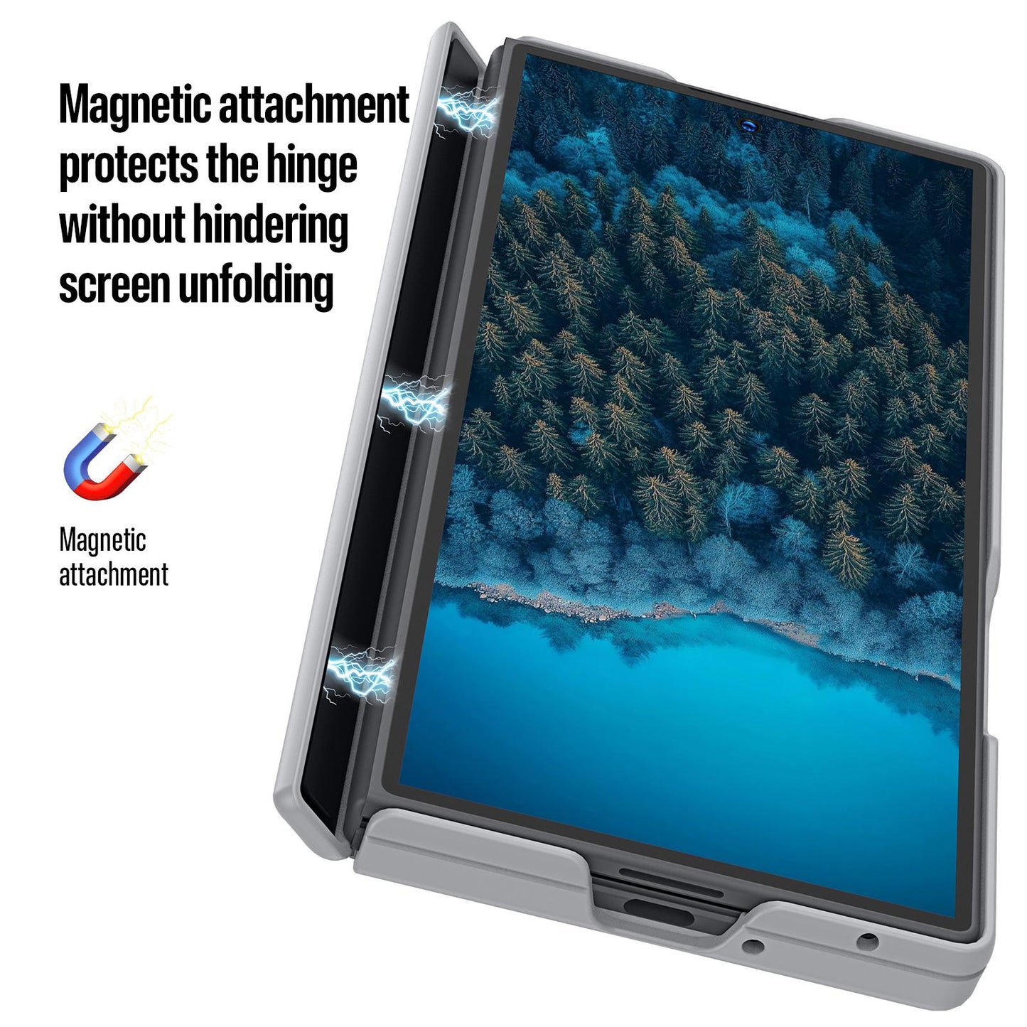 Samsung Z Fold8 Ultra Skin Feel Smoke, Dual Central Axis Magsafe Case with Hinge Protection - Grey