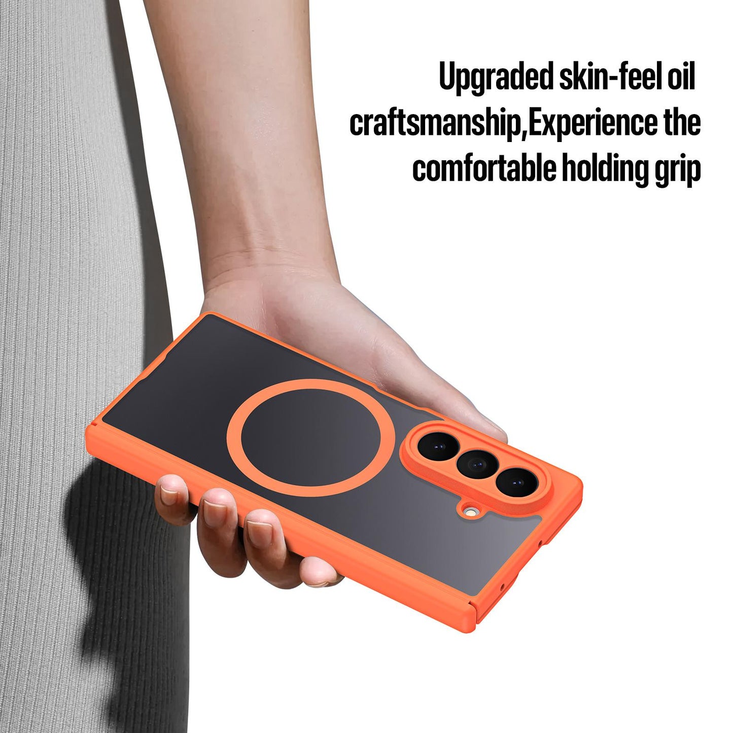 Samsung Z Fold8 Ultra Skin Feel Smoke, Dual Central Axis Magsafe Case with Hinge Protection - Orange