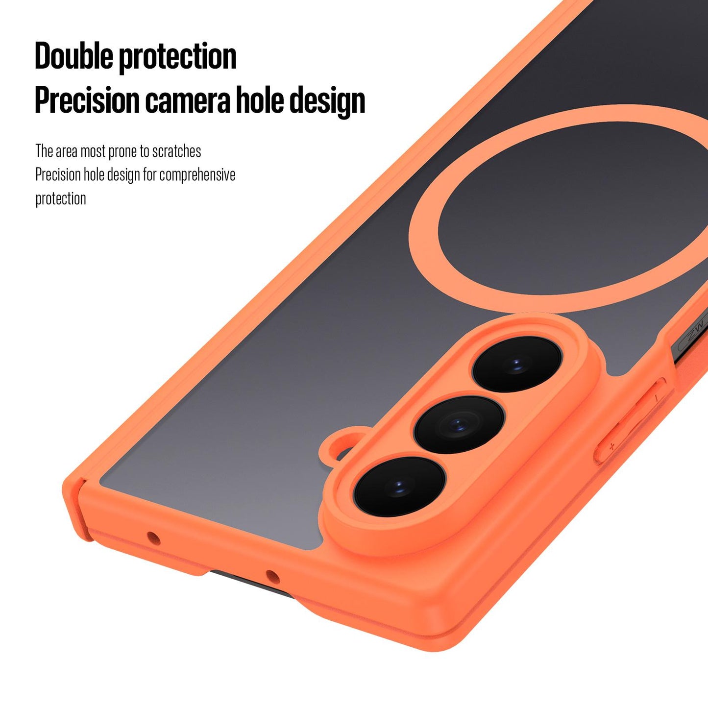 Samsung Z Fold8 Ultra Skin Feel Smoke, Dual Central Axis Magsafe Case with Hinge Protection - Orange