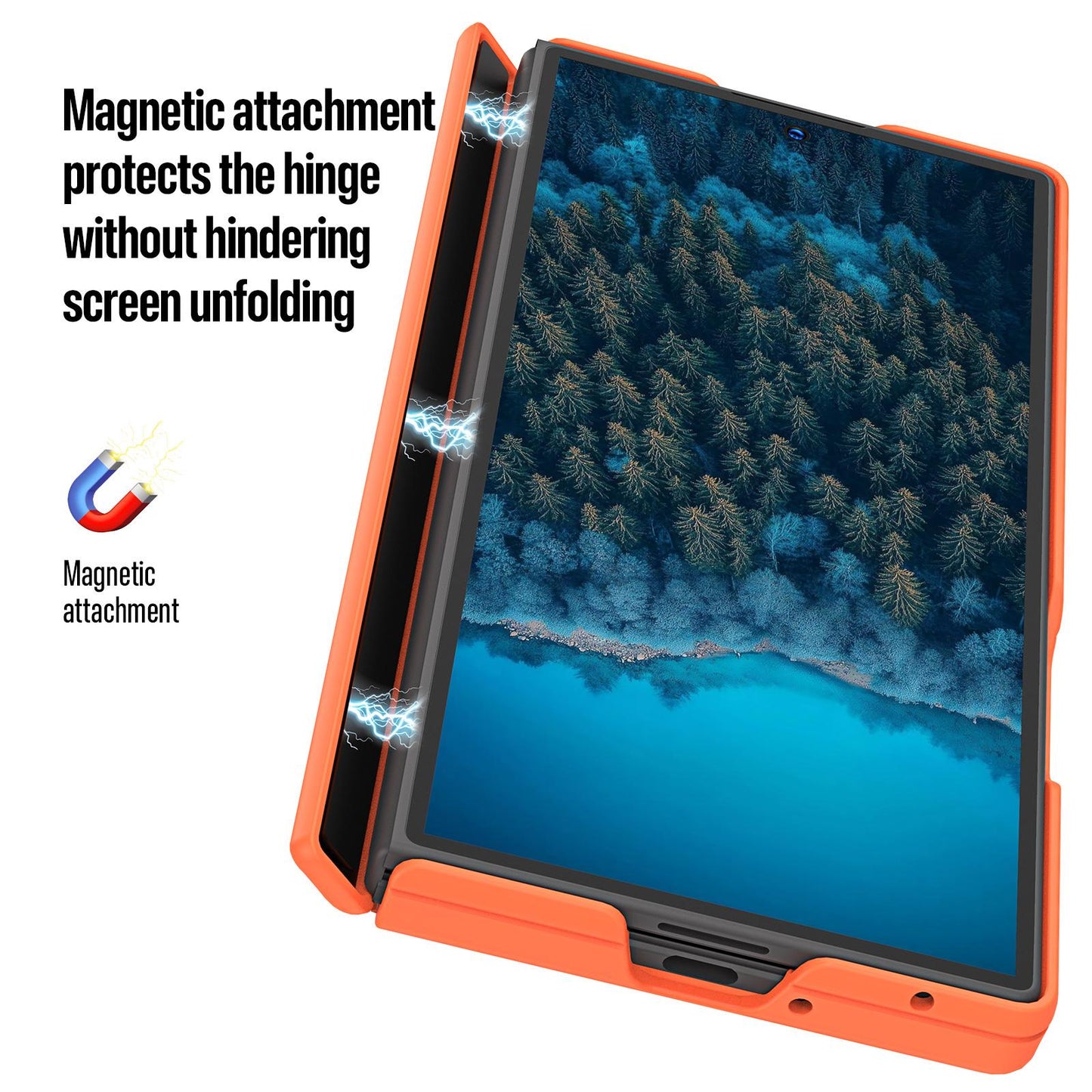 Samsung Z Fold8 Ultra Skin Feel Smoke, Dual Central Axis Magsafe Case with Hinge Protection - Orange