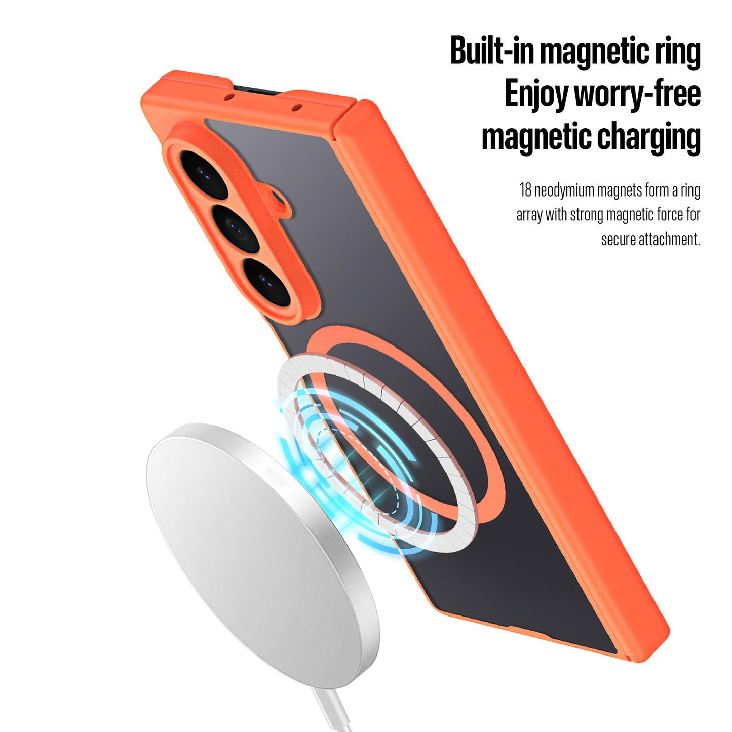 Samsung Z Fold8 Ultra Skin Feel Smoke, Dual Central Axis Magsafe Case with Hinge Protection - Orange