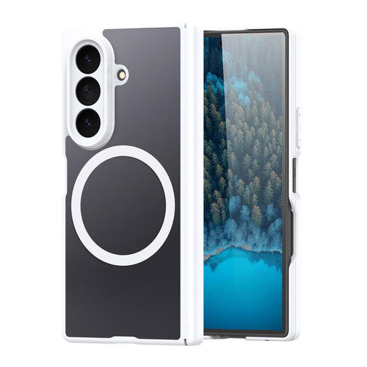 Samsung Z Fold8 Ultra Skin Feel Smoke, Dual Central Axis Magsafe Case with Hinge Protection - White