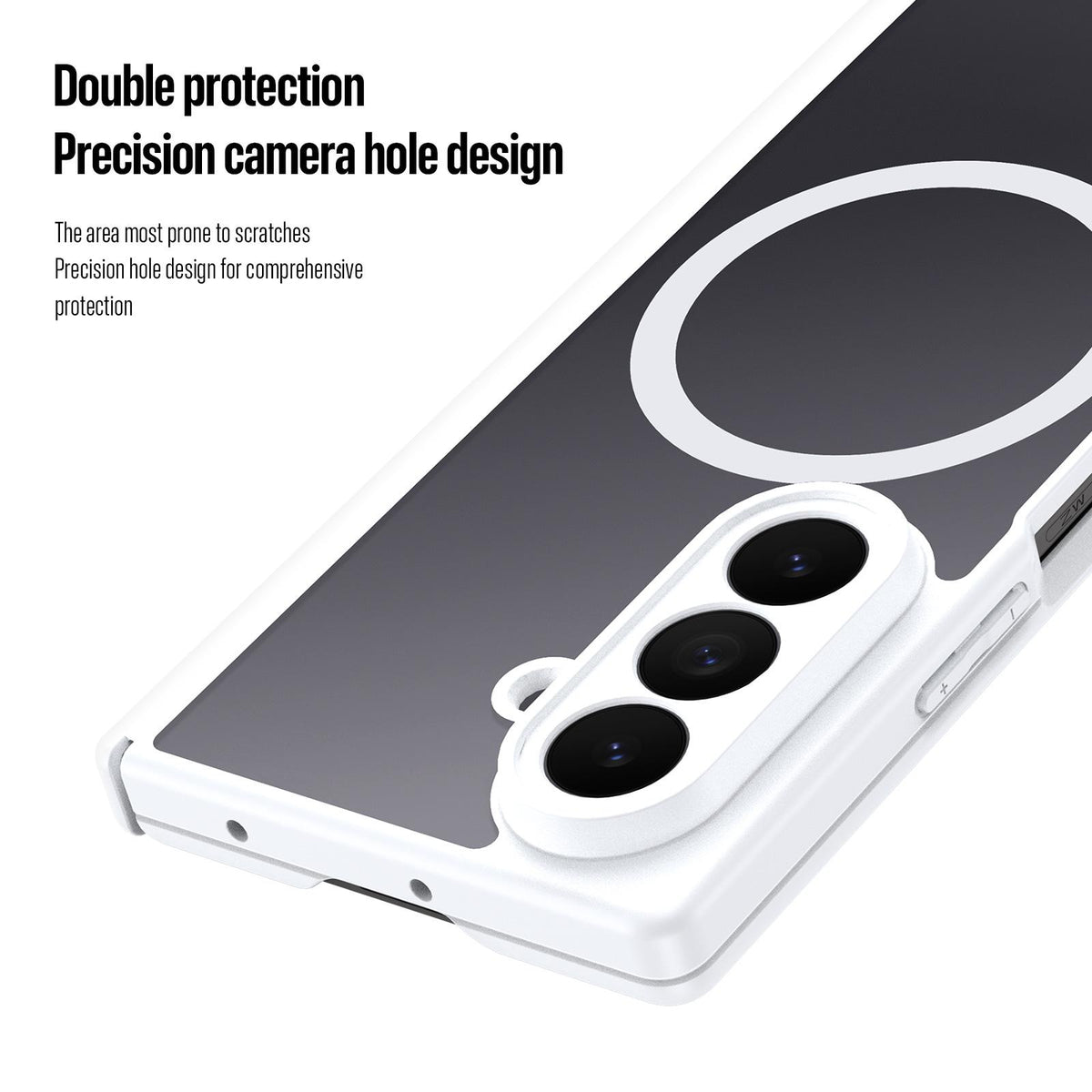 Samsung Z Fold8 Ultra Skin Feel Smoke, Dual Central Axis Magsafe Case with Hinge Protection - White