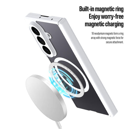 Samsung Z Fold8 Ultra Skin Feel Smoke, Dual Central Axis Magsafe Case with Hinge Protection - White