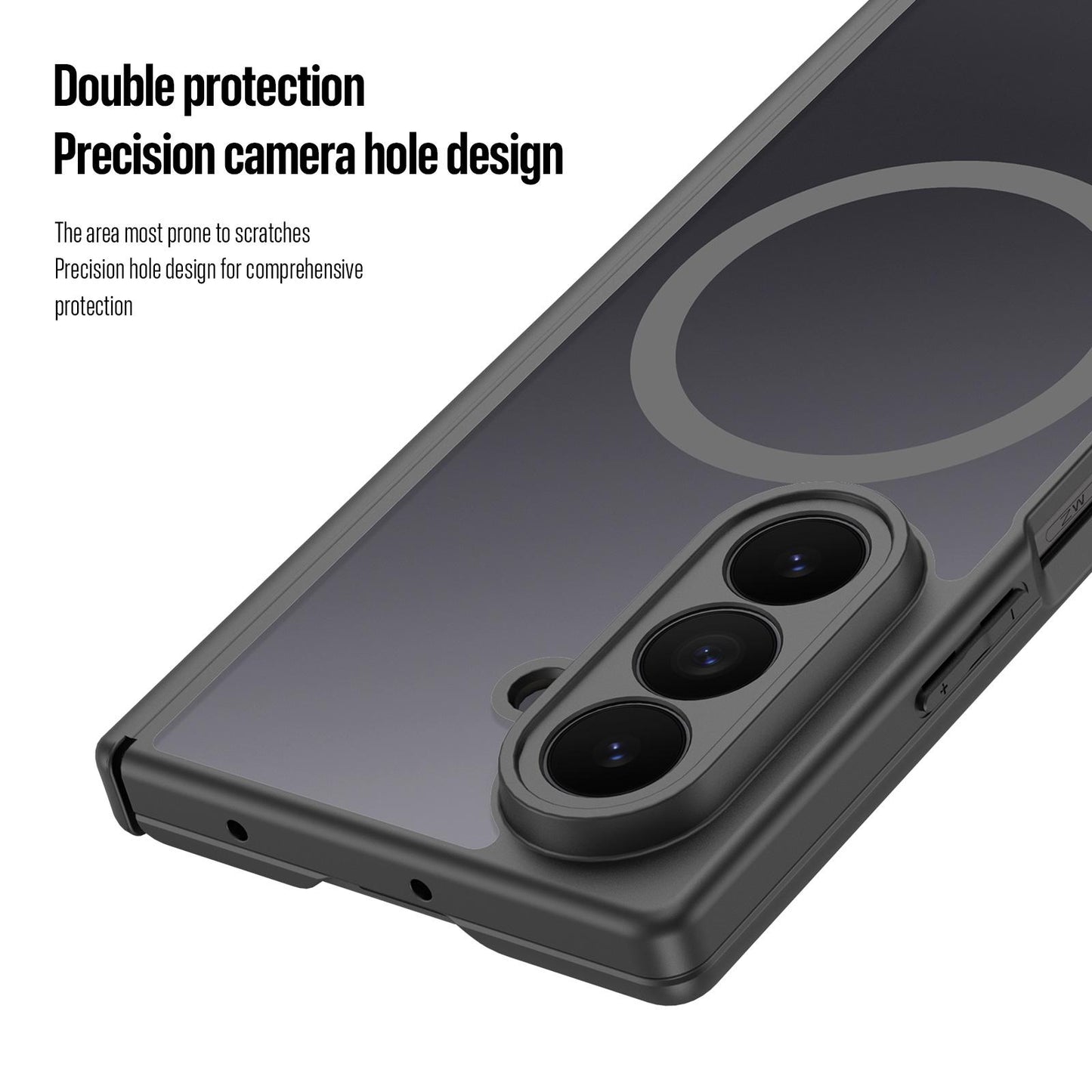 Samsung Z Fold8 Ultra Skin Feel Smoke, Dual Central Axis Magsafe Case with Hinge Protection - Black