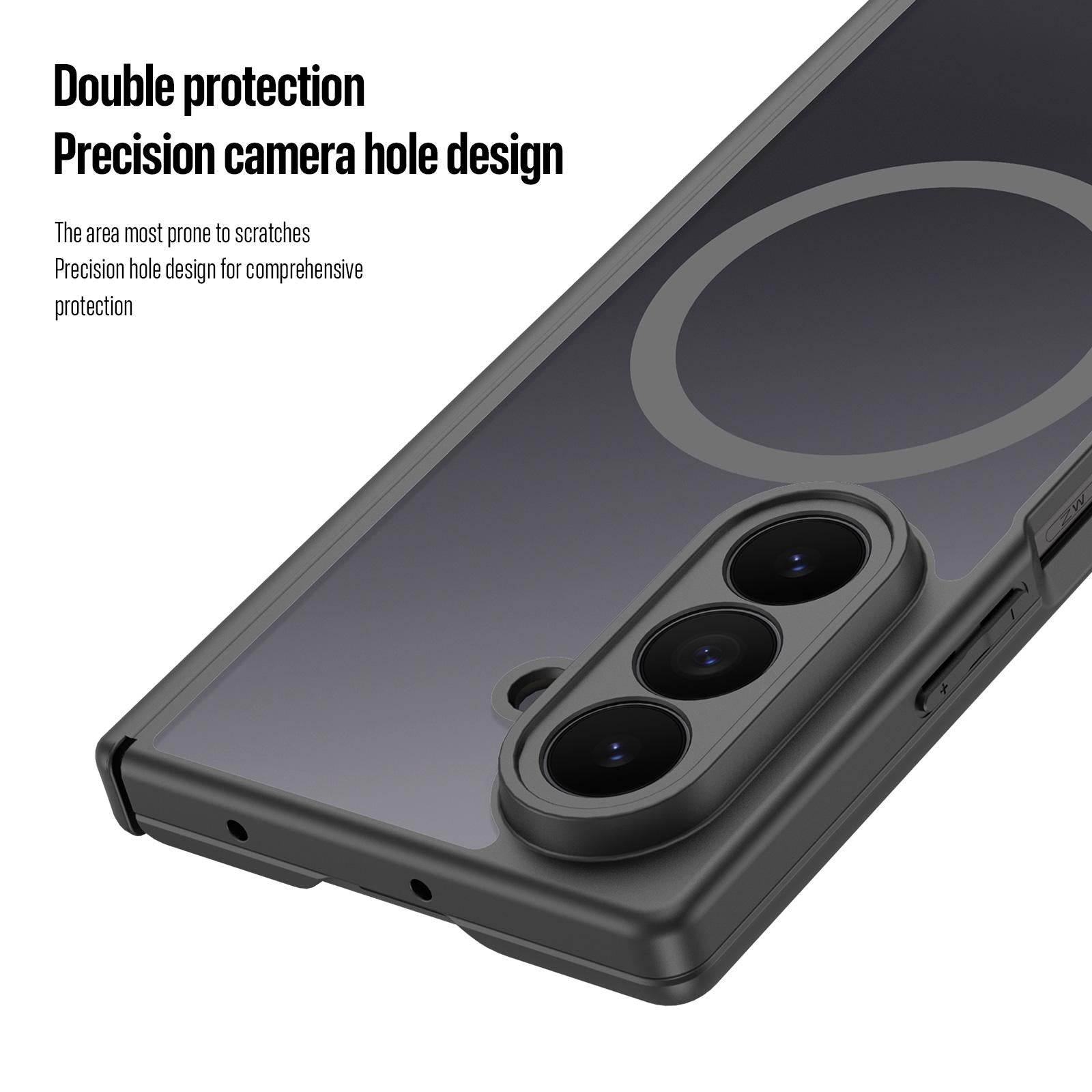 Samsung Z Fold8 Ultra Skin Feel Smoke, Dual Central Axis Magsafe Case with Hinge Protection - Black