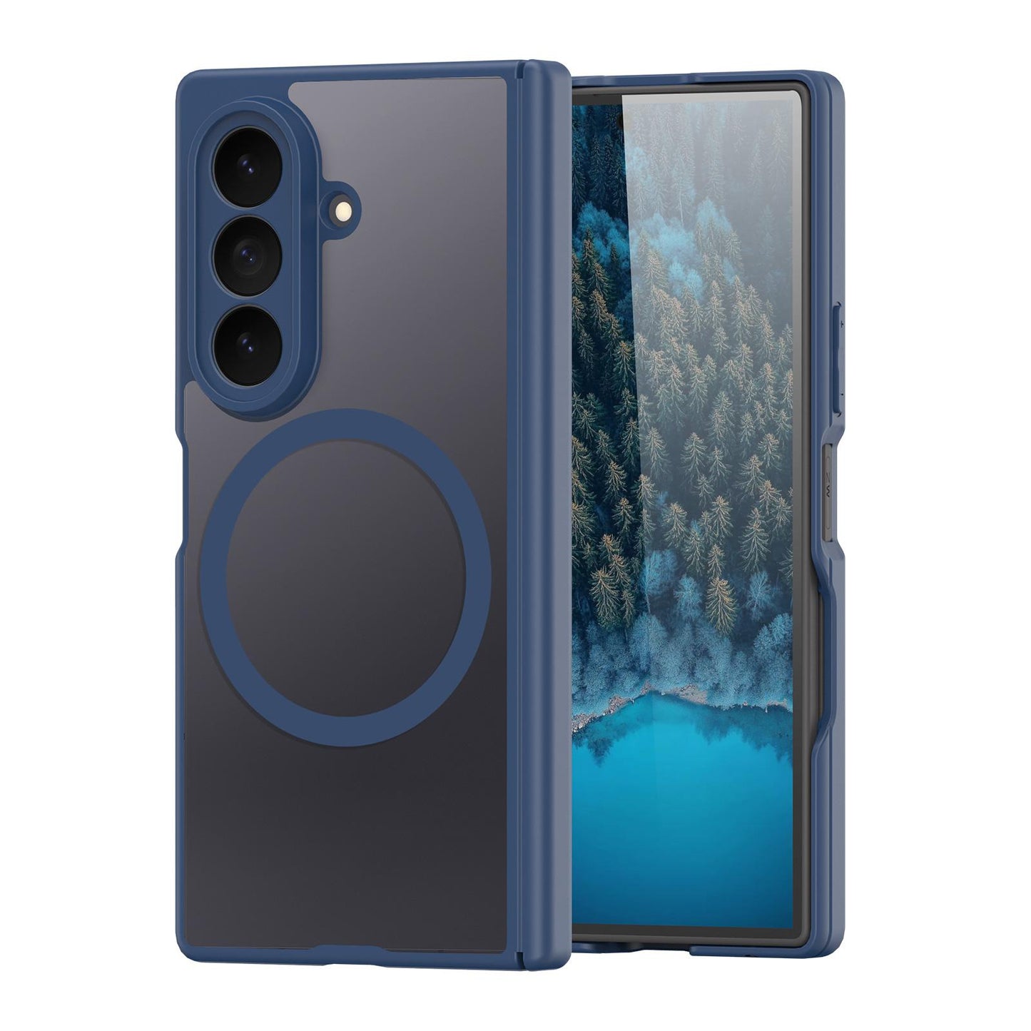 Samsung Z Fold8 Ultra Skin Feel Smoke, Dual Central Axis Magsafe Case with Hinge Protection - Blue