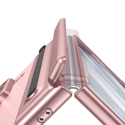 Samsung Z Fold8 Ultra Leather Case, Electroplating S Pen Case with Hinge Protection - Pink