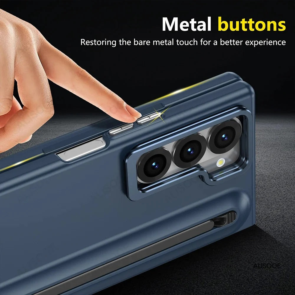 Samsung Z Fold8 Ultra Skin Feel S-Pen Case with Metal Camera Kickstand with Hinge Protection - Blue
