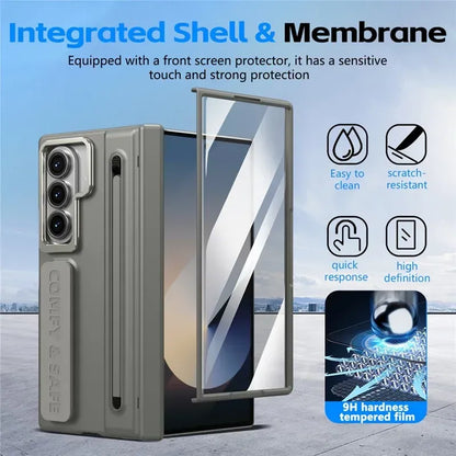 Samsung Z Fold8 Ultra Skin Feel S-Pen Case with Metal Camera Kickstand with Hinge Protection - Grey