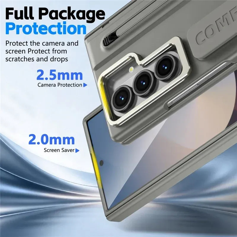 Samsung Z Fold8 Ultra Skin Feel S-Pen Case with Metal Camera Kickstand with Hinge Protection - Black