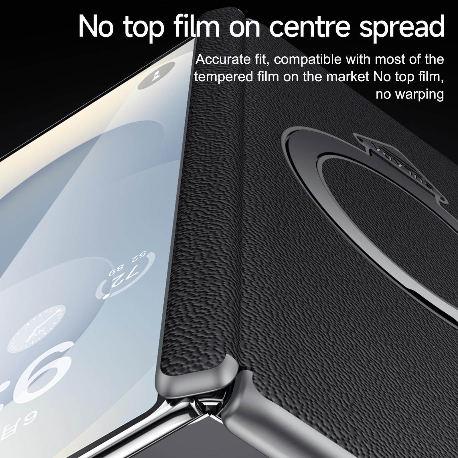 Samsung Fold8 SULADA Top Grain Leather Case Hinge Cover with Magsafe & Kickstand - Black (Only Back)