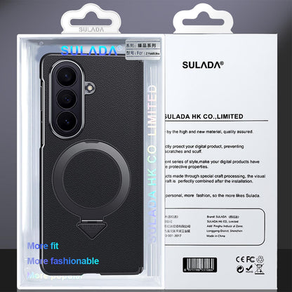Samsung Z Fold8 Ultra SULADA Top Grain Leather Case Hinge Cover with Magsafe & Kickstand - Black (Only Back)