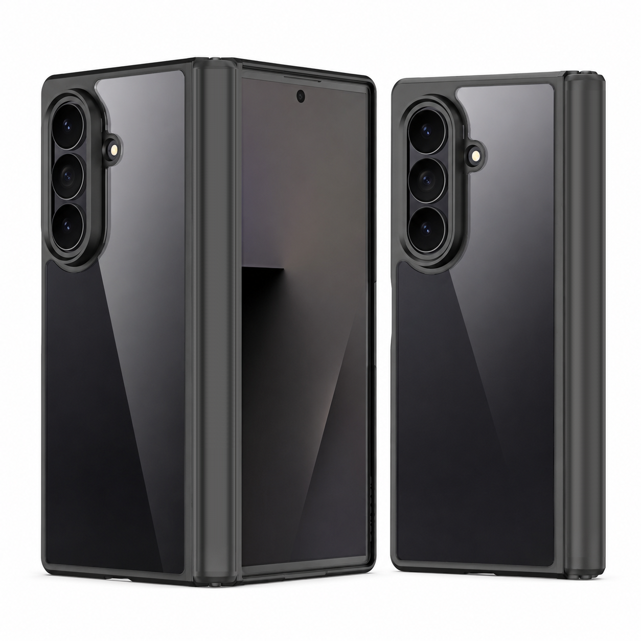 Samsung Fold8 Ultra Shockproof Anti Yellowing Side Black TPU Cover with Hinge Protection & Inbuilt Front Glass