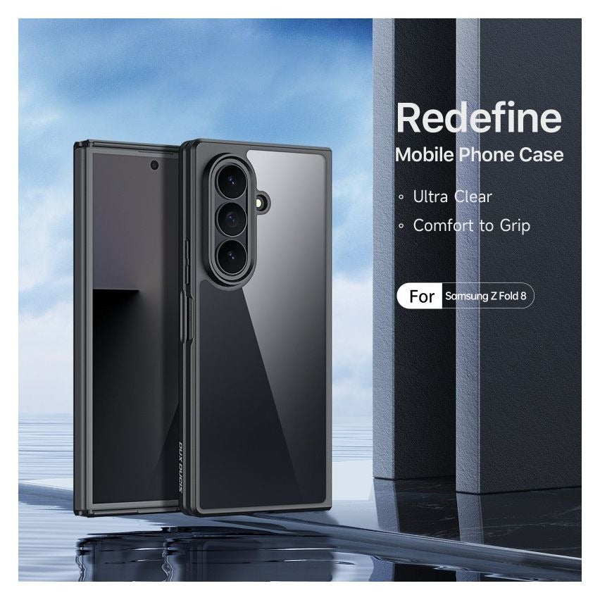 Samsung Fold8 Ultra Shockproof Anti Yellowing Side Black TPU Cover with Hinge Protection & Inbuilt Front Glass