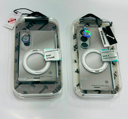 Samsung Z Fold8 Ultra Youngkit Case, Crystal Clear Series with 360° Rotation Ring with Hinge Protection & Kickstand