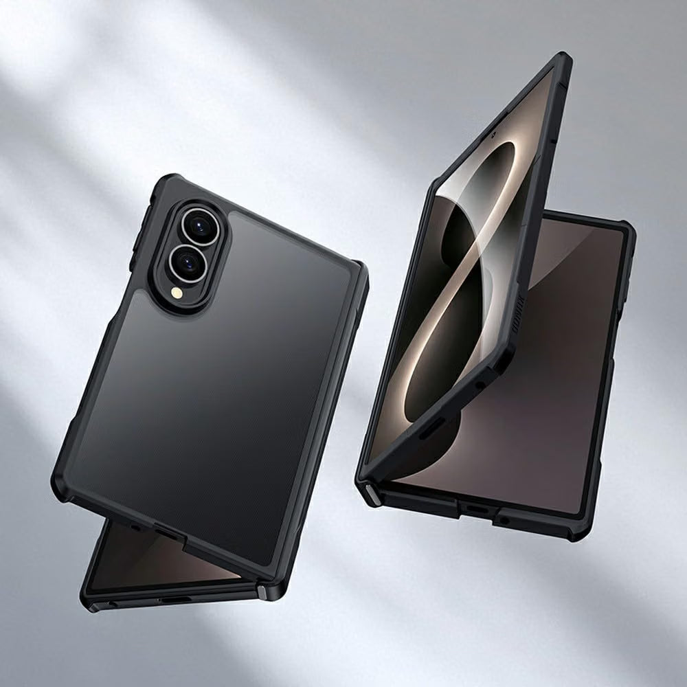 Samsung Z Fold8 XUNDD Beatle Series Anti-Yellowing Side Black Inbuilt Front Glass with Hinge Protection - Transparent