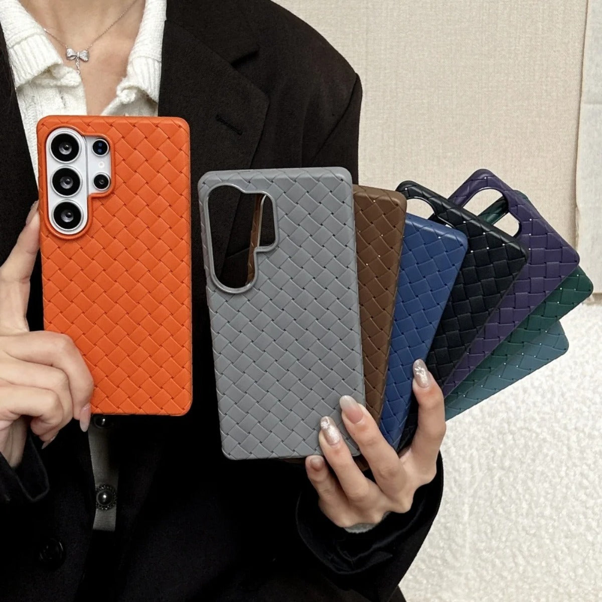Samsung Galaxy S25 Ultra Weaving Braided Textured Breathable Case - Titanium Grey