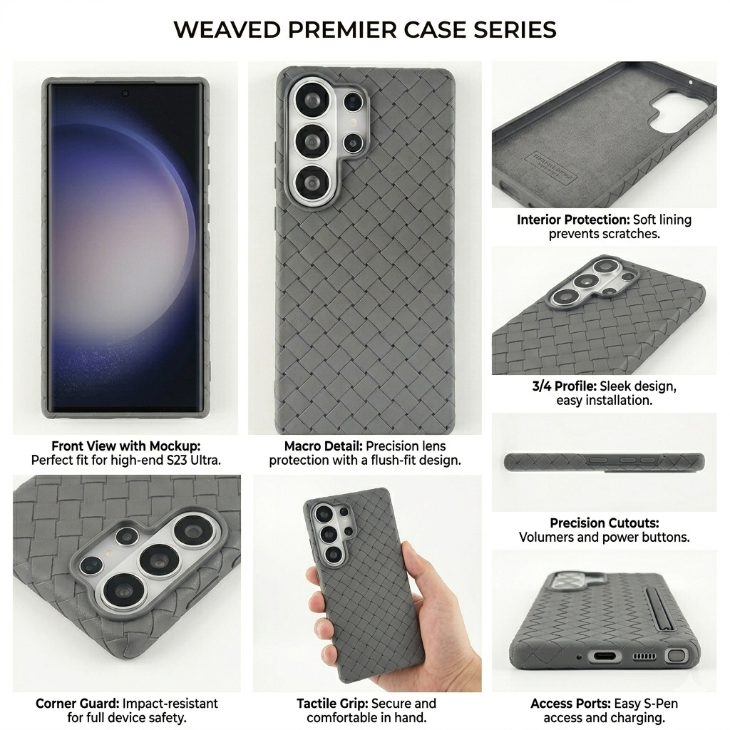 Samsung Galaxy S25 Ultra Weaving Braided Textured Breathable Case - Titanium Grey