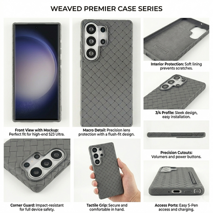 Samsung Galaxy S25 Ultra Weaving Braided Textured Breathable Case - Titanium Grey