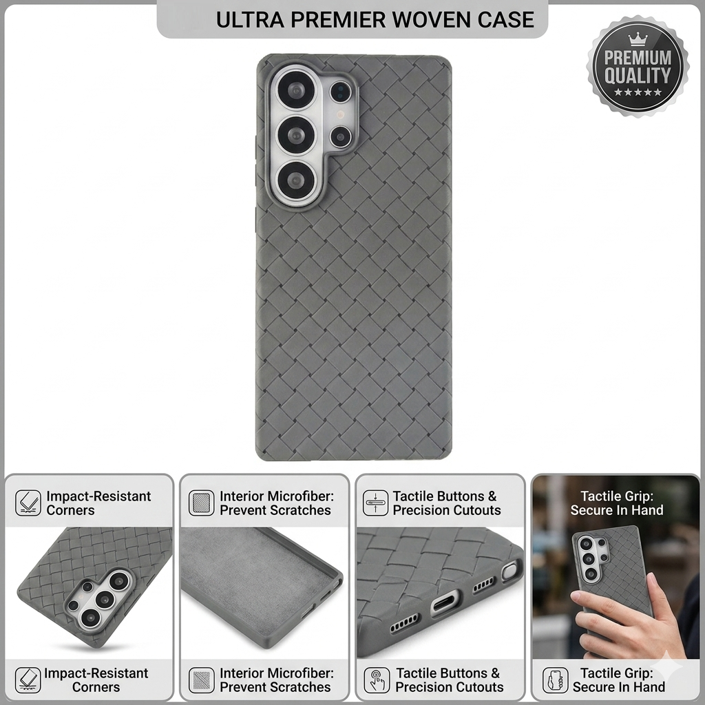 Samsung Galaxy S26 Ultra Weaving Braided Textured Breathable Case - Titanium