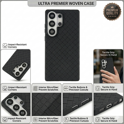 Samsung Galaxy S26 Ultra Weaving Braided Textured Breathable Case - Black
