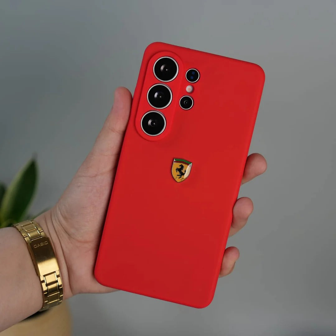 amsung Galaxy S25 Ultra Silicon Case, Ferrari Silicon Cover FR Logo - Red