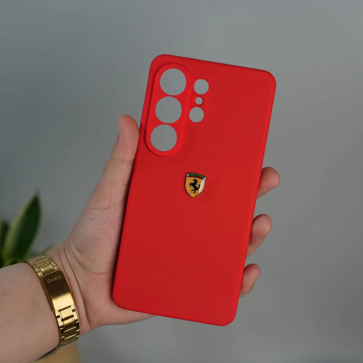 amsung Galaxy S25 Ultra Silicon Case, Ferrari Silicon Cover FR Logo - Red