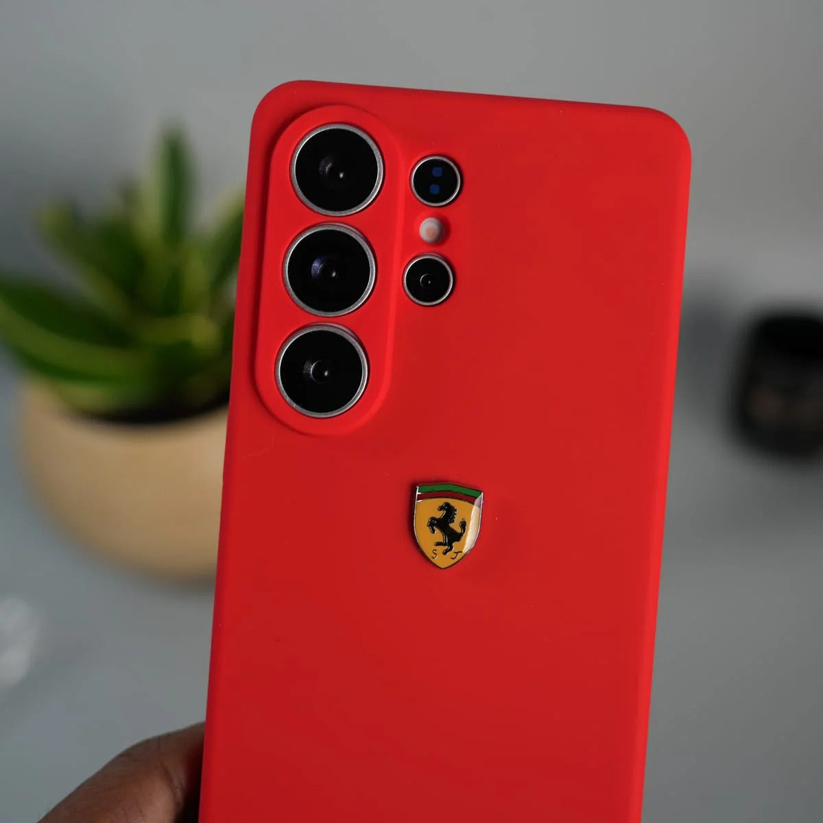 amsung Galaxy S25 Ultra Silicon Case, Ferrari Silicon Cover FR Logo - Red