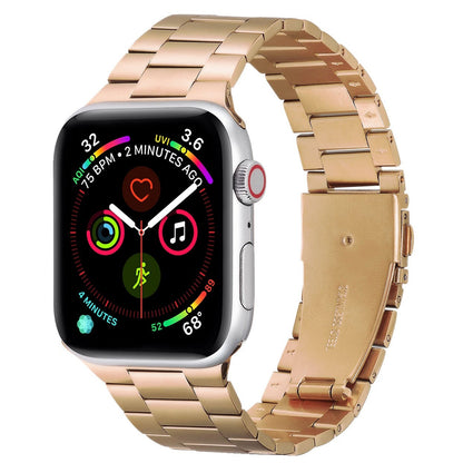 Sports Wrist Strap Stainless Steel Metal Band iWatch Strap for (42-44-45-46-49 MM) - Rose Gold