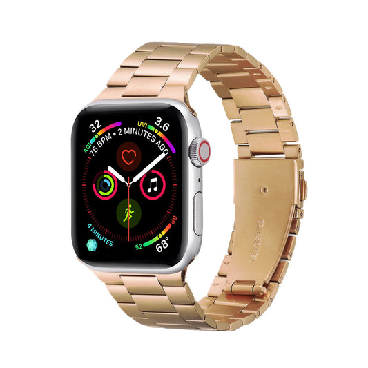 Sports Wrist Strap Stainless Steel Metal Band iWatch Strap for (42-44-45-46-49 MM) - Rose Gold