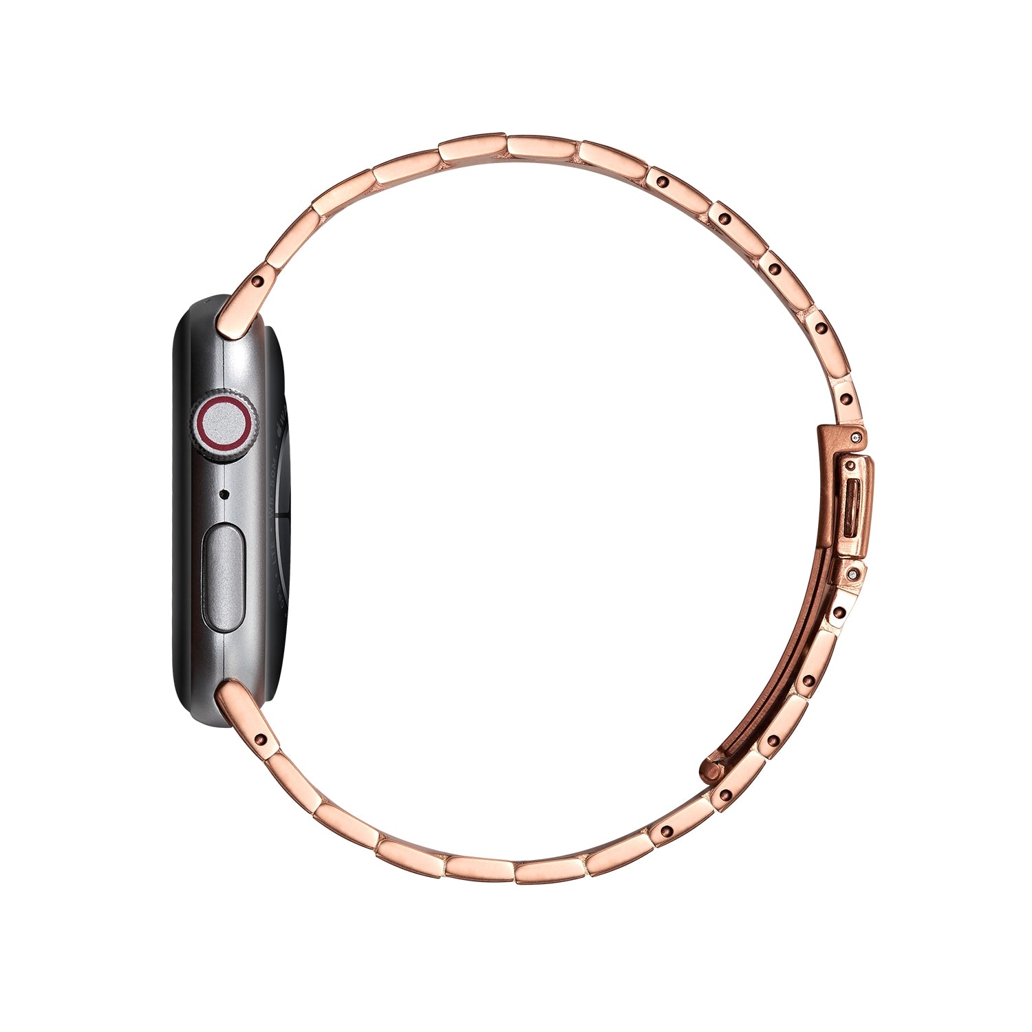 Sports Wrist Strap Stainless Steel Metal Band iWatch Strap for (42-44-45-46-49 MM) - Rose Gold
