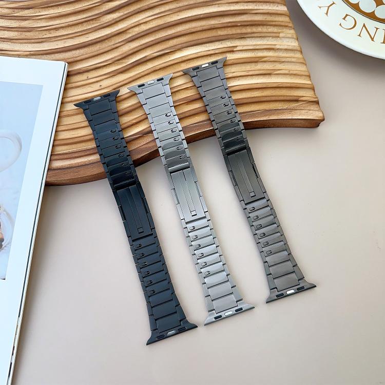 Curved Side Detachable Stainless Steel iWatch Strap (42-44-45-46-49 MM) - Black