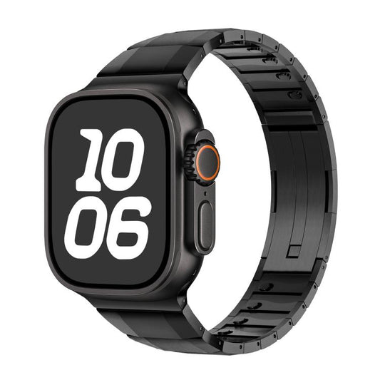 Curved Side Detachable Stainless Steel iWatch Strap (42-44-45-46-49 MM) - Black