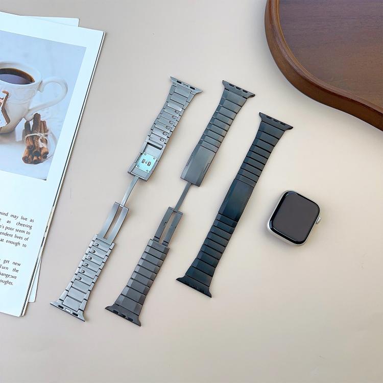 Curved Side Detachable Stainless Steel iWatch Strap (42-44-45-46-49 MM) - Black