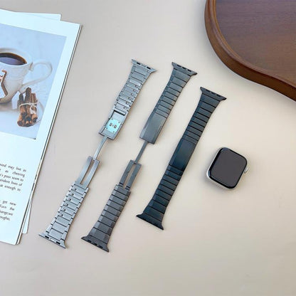 Curved Side Detachable Stainless Steel iWatch Strap (42-44-45-46-49 MM) - Black