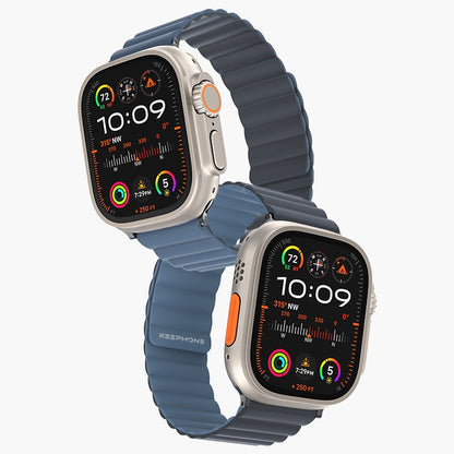 KEEPHONE Silicone Magnetic Snap Both Side Wearable for iWatch (42-44-45-49 MM) - Black/Grey