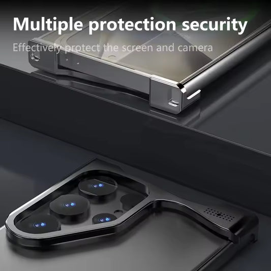 Samsung Galaxy S25 Ultra Metal Bumper Cover, Aluminum Frameless Minimalist Design Heat Dissipation Bumper Case - Black