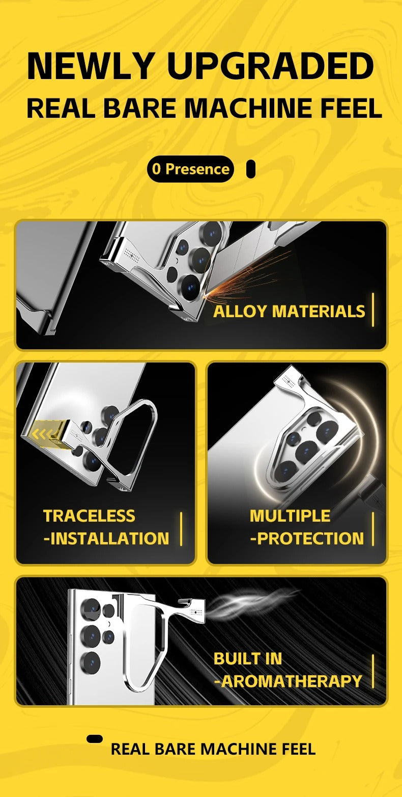 Samsung Galaxy S25 Ultra Metal Bumper Cover, Aluminum Frameless Minimalist Design Heat Dissipation Bumper Case - Silver