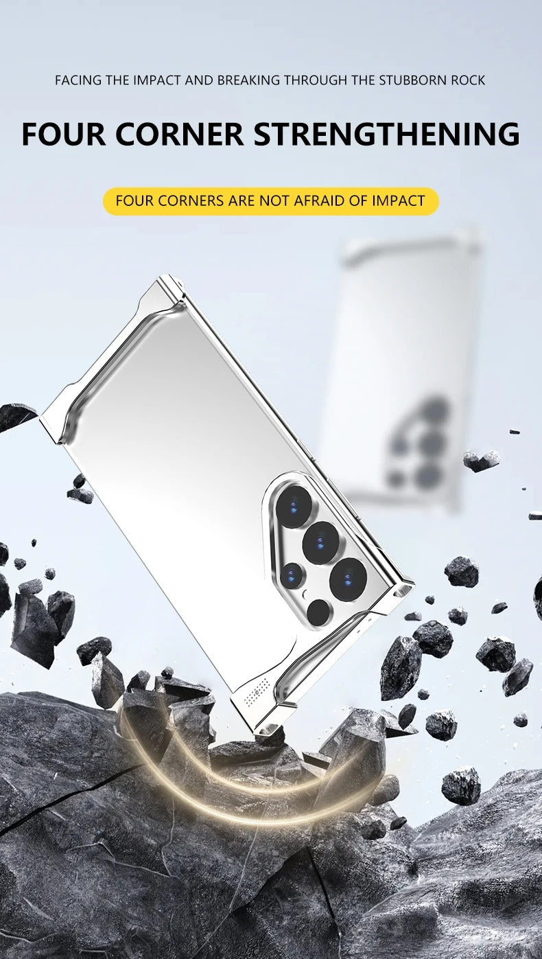 Samsung Galaxy S25 Ultra Metal Bumper Cover, Aluminum Frameless Minimalist Design Heat Dissipation Bumper Case - Silver